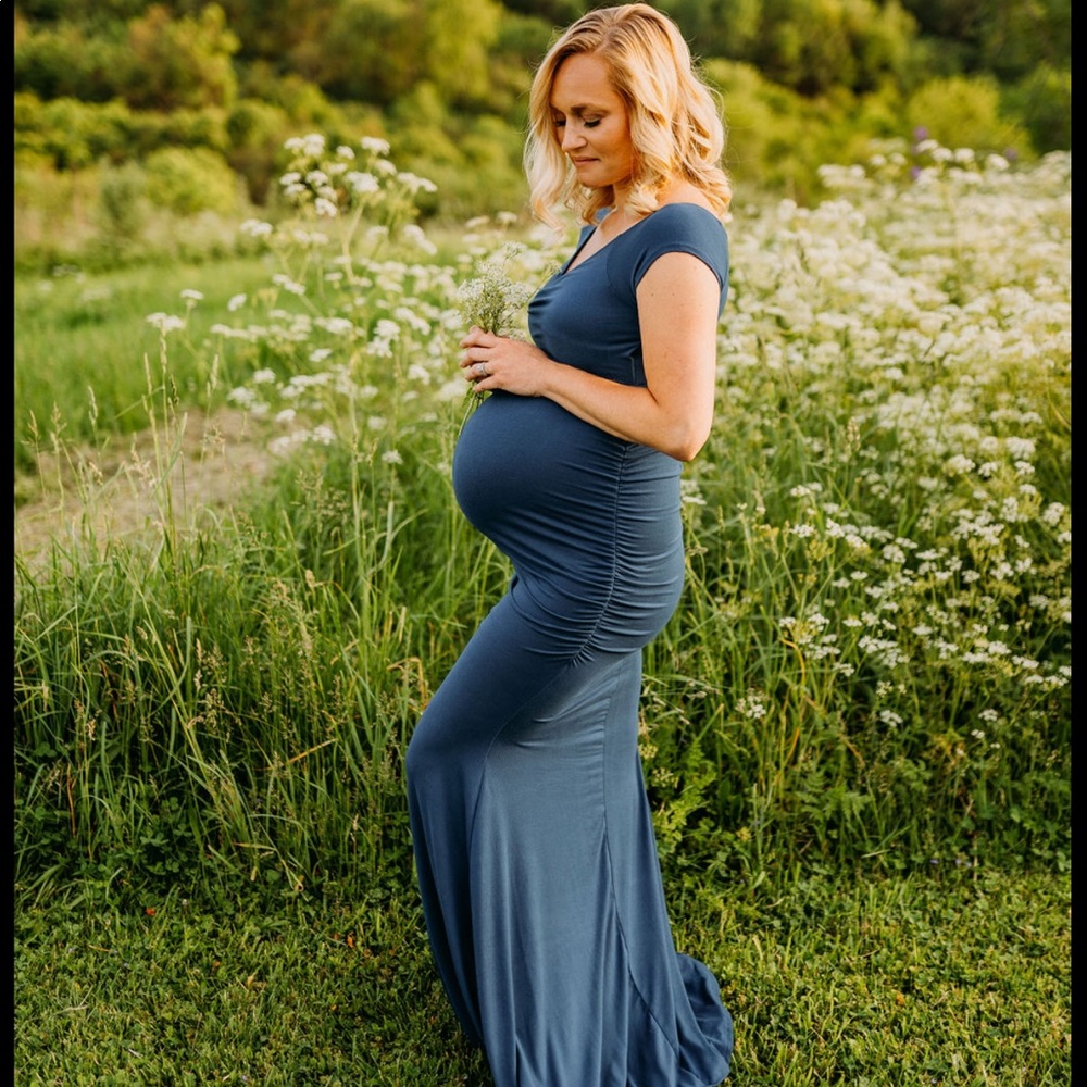 Pink Blush Off Shoulder Maternity Dress